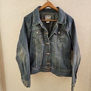 Vintage Old Navy Women's Blue Denim Jacket Size XL Y2K Button Up
